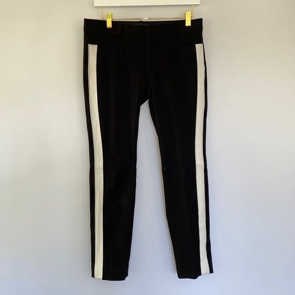Banana Republic | Black W/ White Stripes Sloan Fit Pants, Size 4 - Picture 1 of 6
